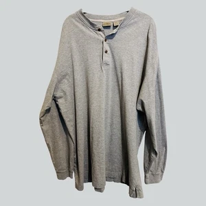 L.L. Bean Men's Henley Pullover Gray 100% Cotton Relaxed Casual Top XXL Tall - Picture 1 of 8