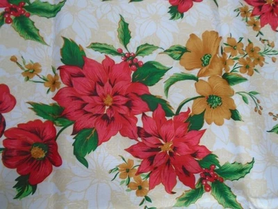 CHRISTMAS TABLECLOTH  POINSETTA   52 X 70  NEW IN PACKAGE - Image 1 of 4