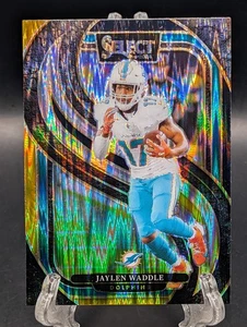 2024 Panini Select Jaylen Waddle #168 Premier Level Black Gold Shock Prizm - Bild 1 von 2
