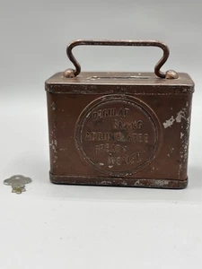 VTG Metal Farrow's Bank "REGULAR SAVING ACCUMULATES GREAT WEALTH" Money Safe - Picture 1 of 3