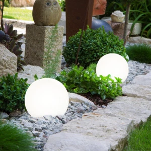2er Set LED Kugel Solar Lampen Außen Weg Steck Leuchten Garten Strahler weiß - Bild 1 von 12