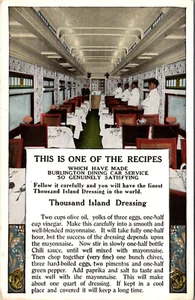 BURLINGTON ROUTE RAILROAD - THOUSAND ISLAND DRESSING RECIPE - POSTCARD - Picture 1 of 2