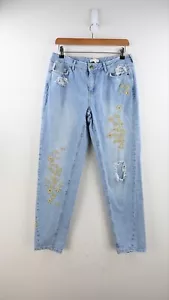 Intropia "Adry" distressed boyfriend jeans with floral embroidery size EU40/UK12 - Picture 1 of 9