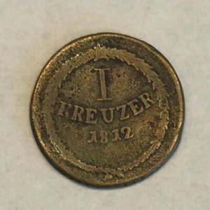 1812 Baden 1 Kreuzer Rare Copper Coin - Picture 1 of 2