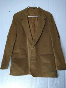 Vtg JCPenney Western Apparel Mens Sz 46 Corduroy W/ Leather Elbow Patches Blazer - Picture 1 of 7