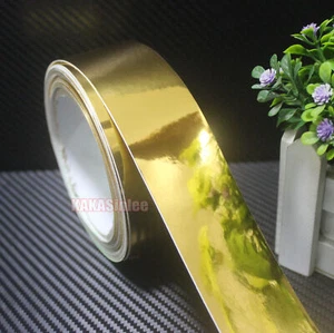 1.2" x 30ft Christmas Decors Strips Gold Mirror Chrome Vinyl Wrap Car Sticker  - Picture 1 of 4