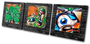 Graffiti Abstrakt Funky Brick Wall LEINWAND WANDBILD Bild Druck VA - Bild 1 von 1
