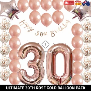 Ultimate 30th Rose Gold Birthday Pack 30 Thirtieth Confetti Balloons Party AU - Picture 1 of 5