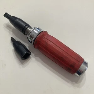 Vintage Impact Type Driver 2 Bits Flat Phillips Red Handle - Picture 1 of 5