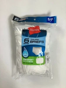Boys Hanes White Tagless Briefs 6 pack NEW! - Picture 1 of 2