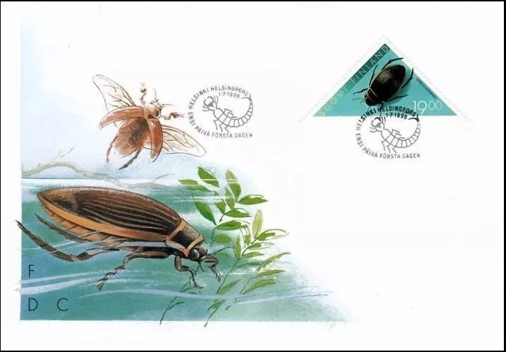 Insect Beetle Diving Beetle Triangle Stamp Finland Mint FDC 1996 - Image 1 of 1