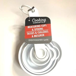 Cooking Measuring Cups Spoons White Set - Dishwasher S New Kitchen Accessories - Picture 1 of 8