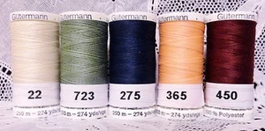 5 NEW 274 yard Spools different colors GUTERMANN 100% polyester sew-all thread - Picture 1 of 1