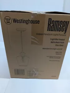 Westinghouse Ramsey Indoor Pendant Light Fixture Matte Black Clear Glass - Picture 1 of 1