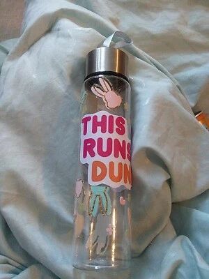 Crafted Water Bottle 18 Oz Deco With Bunnies And Someone Who Loves Dunkin - Image 1 of 2