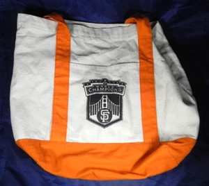 S F GIANTS 2010 WORLD CHAMPIONS SGA See's CANDIES Canvas Tote BAG 12”x16”x8” - Picture 1 of 8