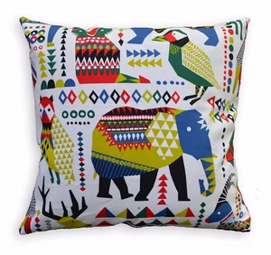 LL408a Green Blue White Black Mustard Animal Cotton Canvas Pillow/Cushion Cover - Picture 1 of 7
