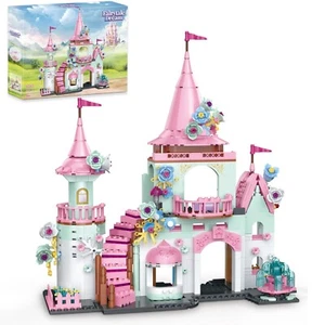Girls Princess Castle Building Blocks Toys - Pink Flower Palace Building Sets - Picture 1 of 7