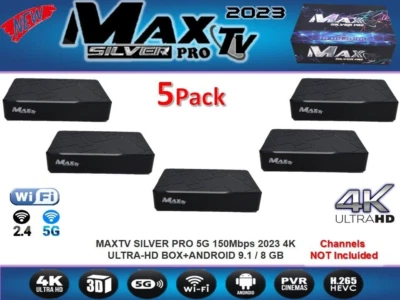NEW 5PACK MAXTV SILVER PRO 5G 150Mbps  2025 4K ULTRA-HD BOX  8 GB - Image 1 of 4