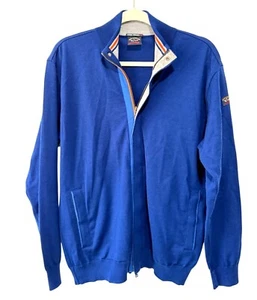 Paul Shark Yachting Zip Cardigan Sweater Jacket Wool Cool Touch Blue Men Size XL - Picture 1 of 7