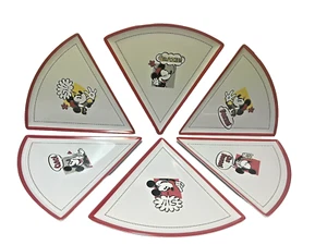 Official Disney Mickey & Minnie Mouse Pizza Plates Set of 6 ~ Italian Phrases - Picture 1 of 13