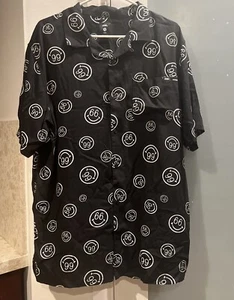 Vans Shirt Men's Large New Wilde Woven Black Button Up smiley face - Picture 1 of 9