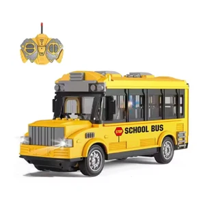 Remote Control Modern School Bus Toy - 1:30 Scale with LED Lights & 4-Channel - Picture 1 of 16