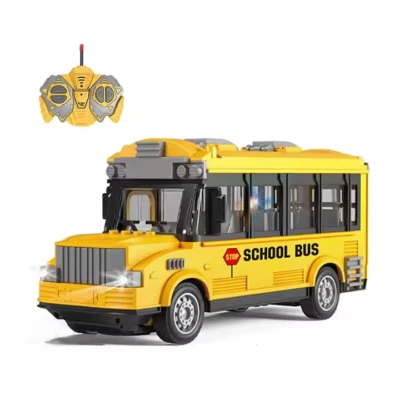 Remote Control Modern School Bus Toy - 1:30 Scale with LED Lights & 4-Channel - Image 1 of 4