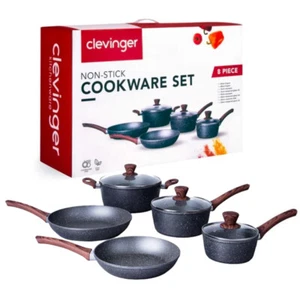 8PCS Non-Stick Frying Pan Cookware Set Frypan Saucepan Pot Cooking Clevinger - Picture 1 of 14