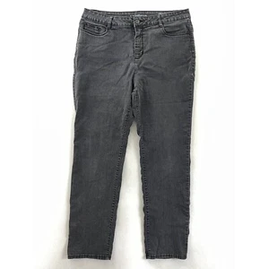 Croft & Barrow Womens Straight Leg Jeans Black Stretch Charcoal Wash Denim 14 - Picture 1 of 9