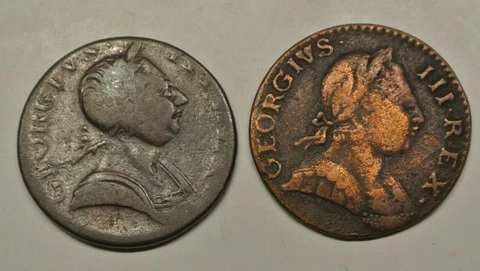 Penny  1773 colonial coin ?2 coins  poids 8 gr 80/ 7GR70 Cover