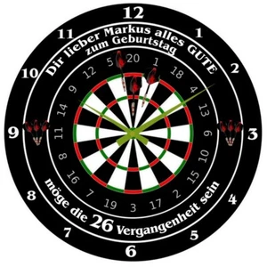 Dart Wanduhr " Geburtstag mit Namen und Spruch " verschiedene Größen - Bild 1 von 5