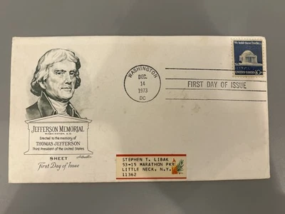 1973 Jefferson Memorial 10c FDC Artmaster Cachet Washington DC Dec 14 USA FDI - Image 1 of 4
