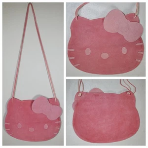 Sanrio Hello Kitty Red Bow Collection Pink Suede Shoulder Bag 2005 Y2K - Picture 1 of 10