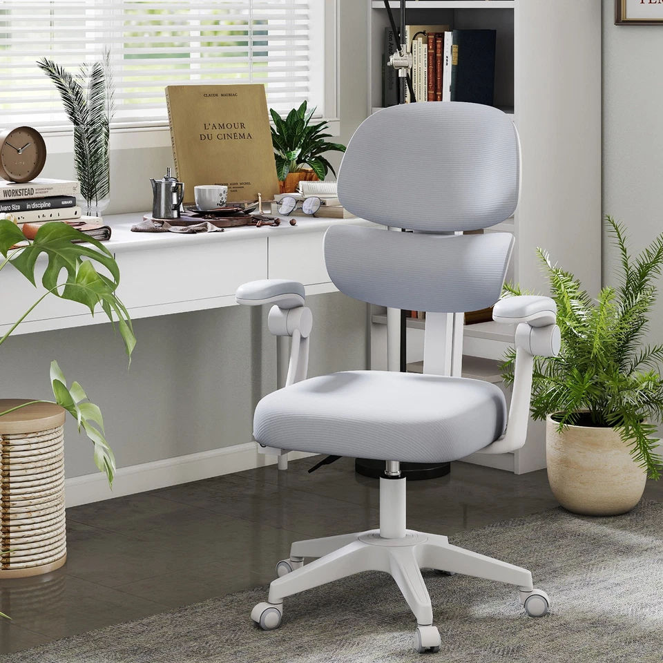 Silla de estudio para niños gris/rosa silla de computadora respaldo-siguiente, bloqueo sentado, ruedas de 360 ° Foto 1 de 1