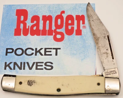 Cuchillo Colonial Vintage Hecho en EE. UU. Liner Lock - Hoja de Acero al Carbono - Asas Blancas Foto 1 de 4