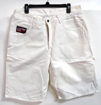 Pantalones Cortos Deportivos Tommy Hilfiger De Colección Para Hombres Blanco Denim Sueltos Calce Suelto 36 Foto 1 de 4