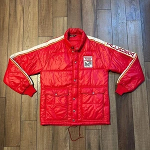 Vintage 80s Nascar Winston Cup Series Talladega Racing Red Puffer Jacket Medium - Picture 1 of 8