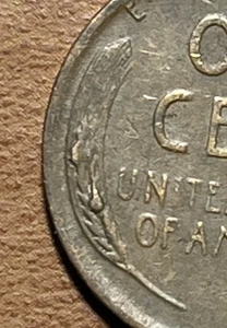1952 Lincoln Wheat Cent Die Chips Reverse Stalks Error Coin Penny - Bild 1 von 5