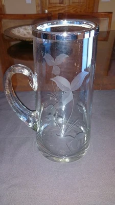 Jarro de vidro cristal feito na Polônia 5 1/2" x 11" floral fino design retrô - Imagem 1 de 4