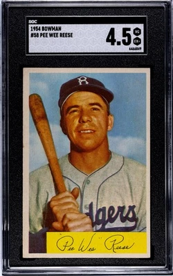 1954 Bowman Pee Wee Reese #58 SGC 4.5 EX No PSA Nice Sharp - Image 1 of 2