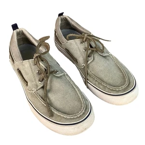 Sperry Bahama II Herren 9,5 Canvas Top Sider Taupe Bootsschuhe 3 Augen EUC Klassisch - Bild 1 von 9