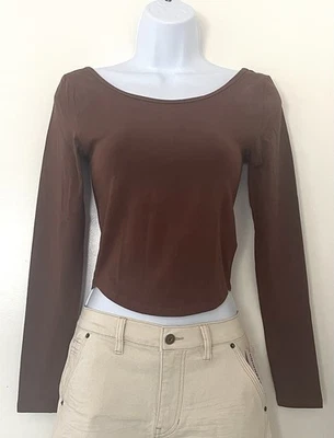 Sunday Best Women's Casual Brown Long Sleeve Boat Neck Tank Top Size XS - Image 1 of 4