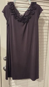 Vestido midi elástico AA Studio para mujer púrpura con volantes mangas cortas talla 18 - Imagen 1 de 6