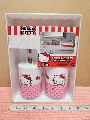 Sanrio Hello Kitty 3 Pc Bathroom Accessory Set Sanrio Hello Kitty Bathroom Decor - Image 1 of 4