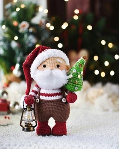 Muñeca de Papá Noel de ganchillo hecha a mano amigurumi regalo de Navidad decoración juguete - Imagen 1 de 8