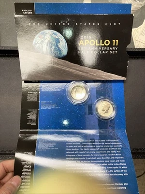 2019 Apollo 11 50th Anniversary Two Coin Proof Half Dollar Set Enhanced Kennedy - Image 1 of 4