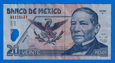 Mexico 20 Pesos 2003 P-116d(1) Circulated Polymer Note  "Serie V "  W6939401 - Image 1 of 4