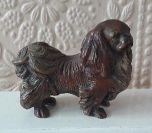 COLD PAINTED PEKINESE BRONZE DOG MODEL PEKINESE DOG FIGURINE - Picture 1 of 5