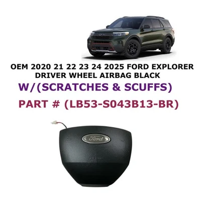 2020 21 22 23 24 2025 Ford Explorer driver wheel airbag BLACK LB53-S043B13-BR - Image 1 of 4